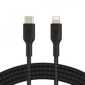 Belkin BOOST CHARGE USB-C - Lightning harisny&aacute;zott k&aacute;bel 1m fekete (CAA004bt1MBK)