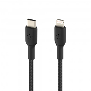 Belkin BOOST CHARGE USB-C - Lightning harisny&aacute;zott k&aacute;bel 1m fekete (CAA004bt1MBK)