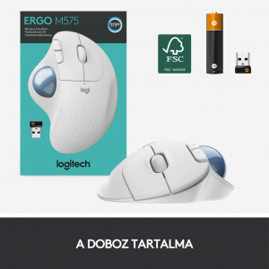 Logitech ERGO M575 vezeték nélküli ergonomikus hanyattegér fehéres (910-005870)