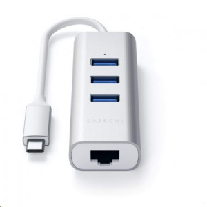 Satechi Aluminium TYPE-C Hub (3x USB 3.0,Ethernet) ezüst (ST-TC2N1USB31AS)