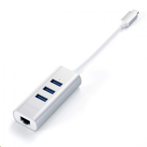 Satechi Aluminium TYPE-C Hub (3x USB 3.0,Ethernet) ezüst (ST-TC2N1USB31AS)