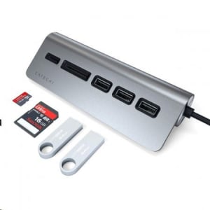 Satechi Aluminium TYPE-C USB Hub (3x USB 3.0,MicroSD) asztroszürke (ST-TCHCRM)