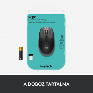 Logitech M190 teljes méretű vezeték nélküli optikai egér középszürke-fekete (910-005906)