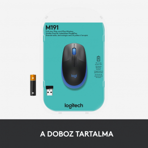 Logitech M190 teljes m&eacute;retű vezet&eacute;k n&eacute;lk&uuml;li optikai eg&eacute;r k&eacute;k-fekete (910-005907)