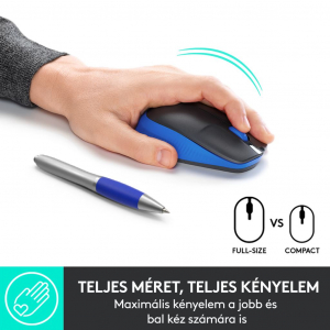 Logitech M190 teljes méretű vezeték nélküli optikai egér kék-fekete (910-005907)