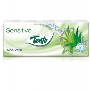 Tento Sensitive papír zsebkendő 3 rétegű 10x10db aloe vera (201485)