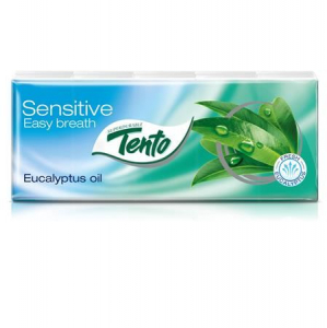 Tento Sensitive Easy Breath papír zsebkendő 3 rétegű 10x10db eukaliptuszolaj (201525)