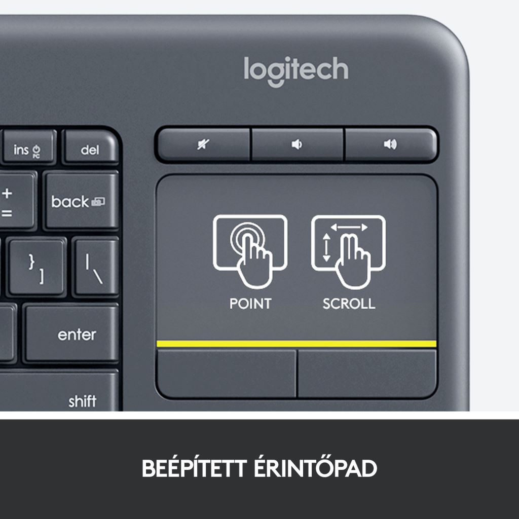 Logitech K400 Plus vezeték nélküli billentyűzet fekete (920-007157)