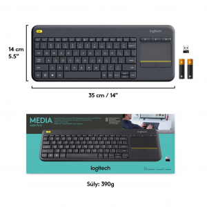 Logitech K400 Plus vezeték nélküli billentyűzet fekete (920-007157)