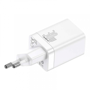 Baseus Super Si Pro gyorstöltő USB + USB-C 30W fehér (CCSUPP-E02)