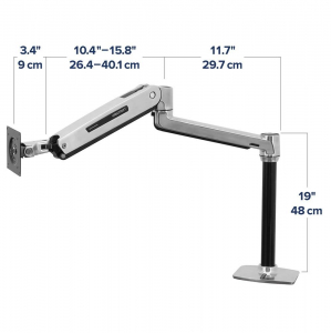 Ergotron LX Sit-Stand asztali monitortartó konzol 42" fekete-ezüst (45-360-026)