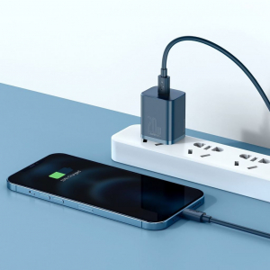 Baseus Super Si Quick Charger 1C 20W fali töltő + USB-C - Lightning kábel 1m kék (TZCCSUP-B03)