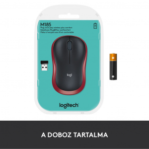 Logitech M185 vezeték nélküli optikai USB egér piros (910-002240 / 910-002237)