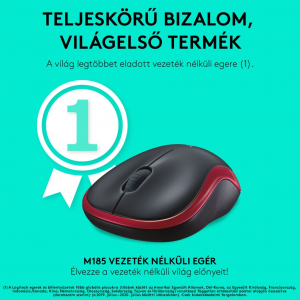 Logitech M185 vezeték nélküli optikai USB egér piros (910-002240 / 910-002237)