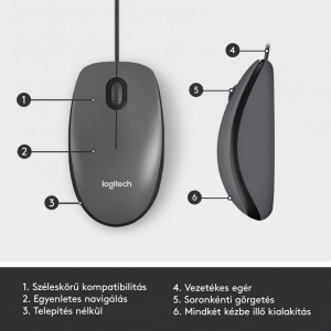 Logitech M100 optikai vezet&eacute;kes USB eg&eacute;r (910-005003, 910-006652)
