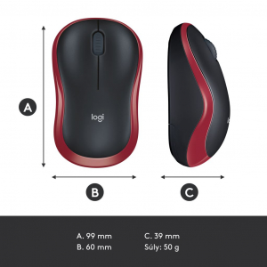 Logitech M185 vezeték nélküli optikai USB egér piros (910-002240 / 910-002237)