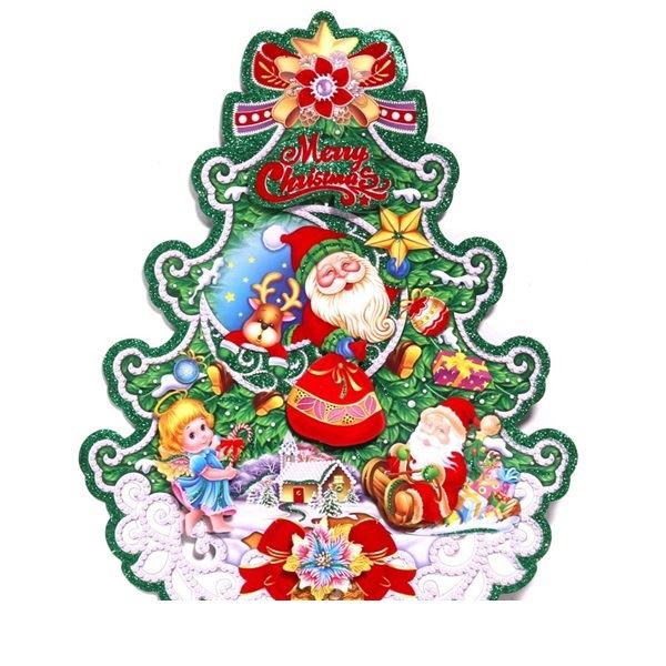 Iris 3D karácsonyi koszorú mintás karton dekoráció 2db (020-14)