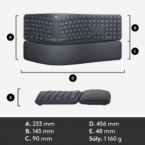 Logitech ERGO K860 vezeték nélküli US billentyűzet (920-010108)
