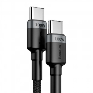 Baseus Cafule USB-C - USB-C kábel QC 3.0 2m szürke-fekete (CATKLF-ALG1)