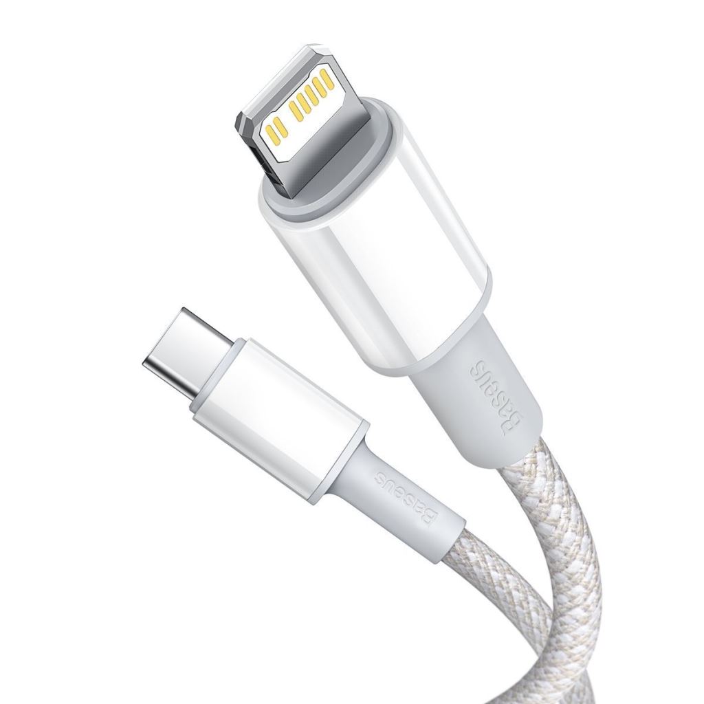 Baseus USB-C-Lightning nagy sűrűségű fonott kábel, 20W, PD, 2m, fehér ...