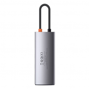 Baseus Metal Gleam Series 6 az 1-ben hub, USB-C-> 3x USB 3.0, HDMI, USB-C PD, RJ45 Ethernet (CAHUB-CW0G)