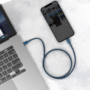 Baseushoz USB-C-Lightning nagy sűrűségű fonott kábel, 20W, 5 A, PD, 2m, kék (CATLGD-A03)