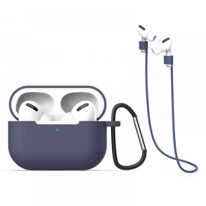 Cellect AirPods Pro 3az1-ben tok, akasztó, összekötő pánt kék (AIRPODSP-3IN1CASE-BL)