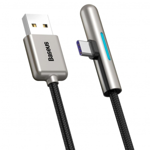 Baseus Iridescent USB-C kábel ferde lapos, Huawei SuperCharge, 40W, 1m, fekete (CAT7C-B01)