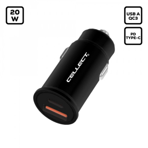Cellect aut&oacute;s t&ouml;ltőadapter gyorst&ouml;ltő funkci&oacute;val 20W (MPCB-PD20W-BK)