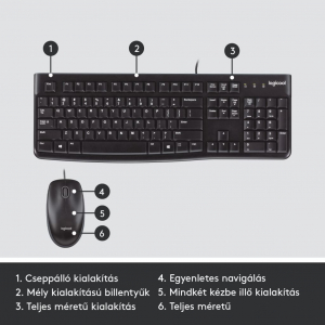 Logitech Desktop MK120 vezetékes pc billentyűzet + egér USB (920-002542)