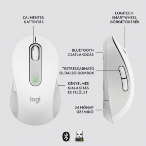 Logitech Signature M650 közepes vezeték nélküli egér piszkosfehér (910-006255)