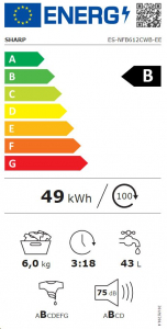 Sharp ES-NFB612CWB-EE elöltöltős mosógép fehér