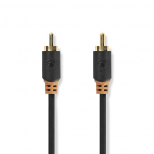 Nedis RCA Dugasz x2, aranyozott, PVC, antracit, digit&aacute;lis audio k&aacute;bel, 2m (CABW24170AT20)