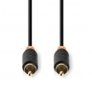 Nedis RCA Dugasz x2, aranyozott, PVC, antracit, digit&aacute;lis audio k&aacute;bel, 2m (CABW24170AT20)