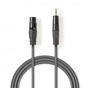 Nedis XLR 3-Tűs Aljzat, 3.5 mm Dugasz, PVC, nikkelezett, szimmetrikus audió kábel 1m, sötét szürke (COTH15320GY10)