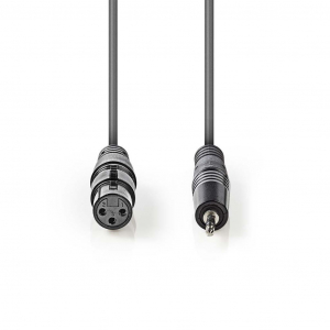 Nedis XLR 3-Tűs Aljzat, 3.5 mm Dugasz, PVC, nikkelezett, szimmetrikus audió kábel 1m, sötét szürke (COTH15320GY10)
