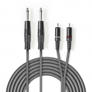Nedis 6.35 mm Dugasz x2, RCA Dugasz x2, nikkelezett, sztere&oacute; audiok&aacute;bel, 1.5m, s&ouml;t&eacute;t sz&uuml;rke (COTH23320GY15)