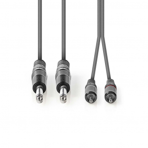 Nedis 6.35 mm Dugasz x2, RCA Dugasz x2, nikkelezett, sztere&oacute; audiok&aacute;bel, 1.5m, s&ouml;t&eacute;t sz&uuml;rke (COTH23320GY15)
