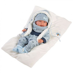 Llorens: Nico újszülött baba kék sapiban 40cm-es (73881)