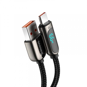 Baseus USB-USB-C kábel kijelzővel, 66W, 1m, fekete (CASX020001)
