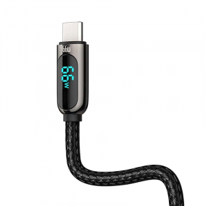 Baseus USB-USB-C kábel kijelzővel, 66W, 1m, fekete (CASX020001)