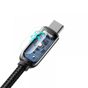 Baseus USB-USB-C kábel kijelzővel, 66W, 1m, fekete (CASX020001)