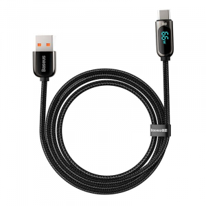 Baseus USB-USB-C kábel kijelzővel, 66W, 1m, fekete (CASX020001)