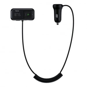 Baseus T típusú S-16 FM adó, AUX, Bluetooth 5.0, 2x USB, microSD, 3A, fekete (CCTM-E01)