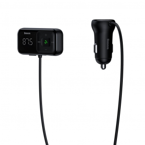 Baseus T típusú S-16 FM adó, AUX, Bluetooth 5.0, 2x USB, microSD, 3A, fekete (CCTM-E01)
