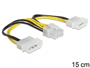 Delock 83410 tápkábel 8 pines EPS > 2 x 4 pines molex 15 cm