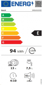 Bosch SMS4HVI45E szabadonálló mosogatógép inox