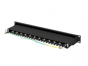 Lanberg Patch panel CAT7 FTP 24 PORT 1U 19" árnyékolt fekete (PPS7-1024-B)