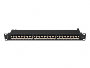 Lanberg Patch panel CAT7 FTP 24 PORT 1U 19" árnyékolt fekete (PPS7-1024-B)