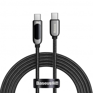 Baseus USB-C – USB-C kábel kijelzővel 100W 2m fekete (CATSK-C01)
